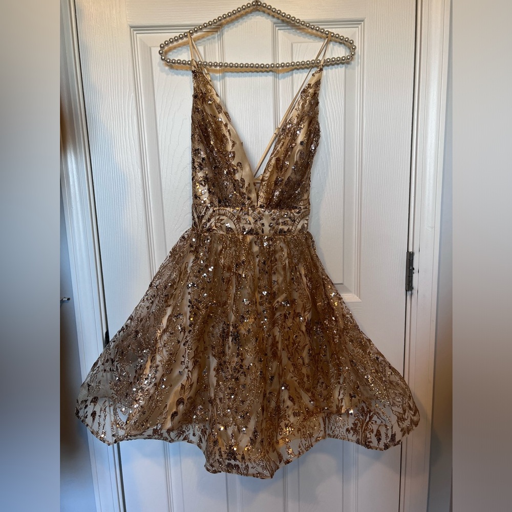 Special Occasion Sequin Glitter Gold Dress